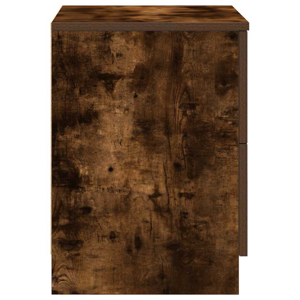 Sängbord 2 st med 2 lådor rökfärgad ek 40x36x50 cm