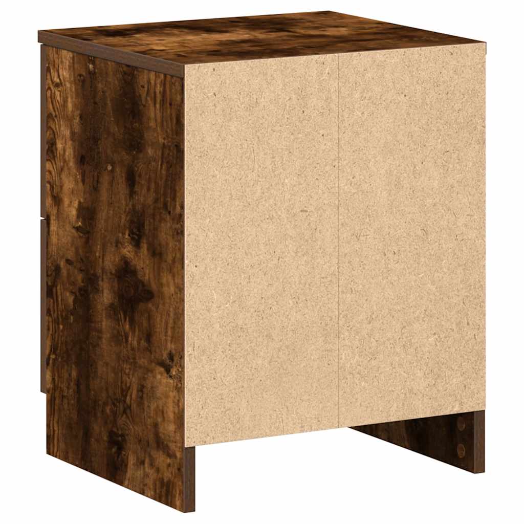 Sängbord 2 st med 2 lådor rökfärgad ek 40x36x50 cm