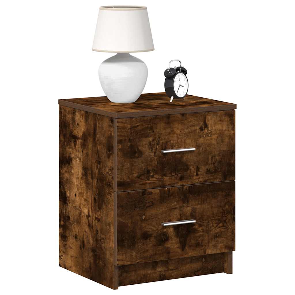 Sängbord 2 st med 2 lådor rökfärgad ek 40x36x50 cm