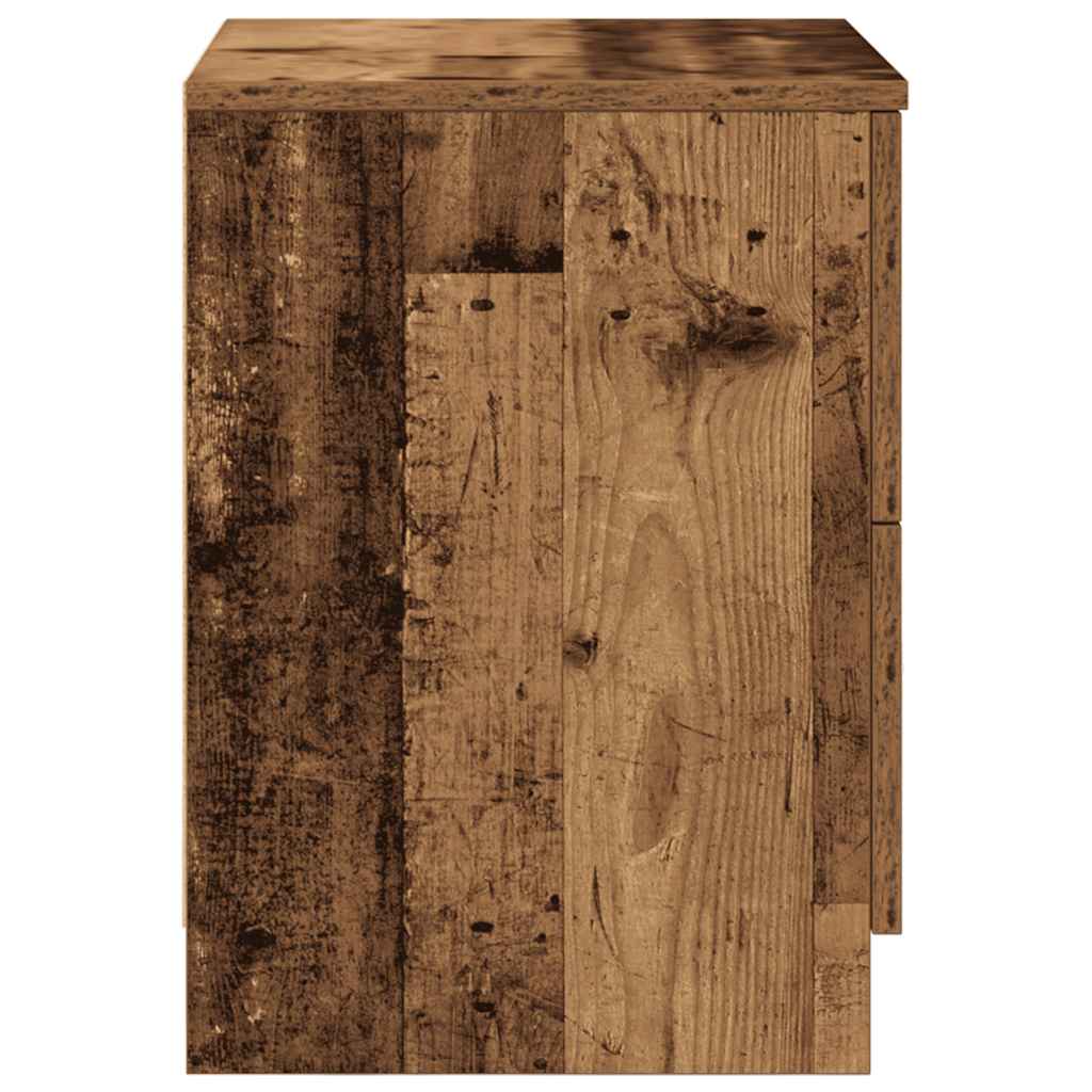 Sängbord 2 st med 2 lådor åldrat trä 40x36x50 cm