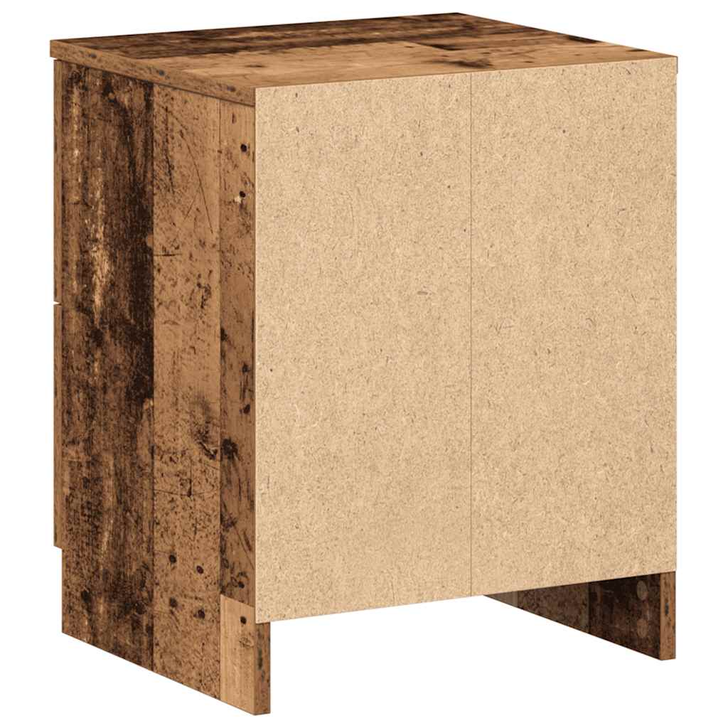 Sängbord 2 st med 2 lådor åldrat trä 40x36x50 cm