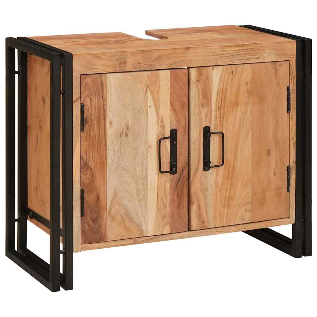 Badrumshandfatskå 71 x 33 x 58 cm Massivt akaciaträ och järn