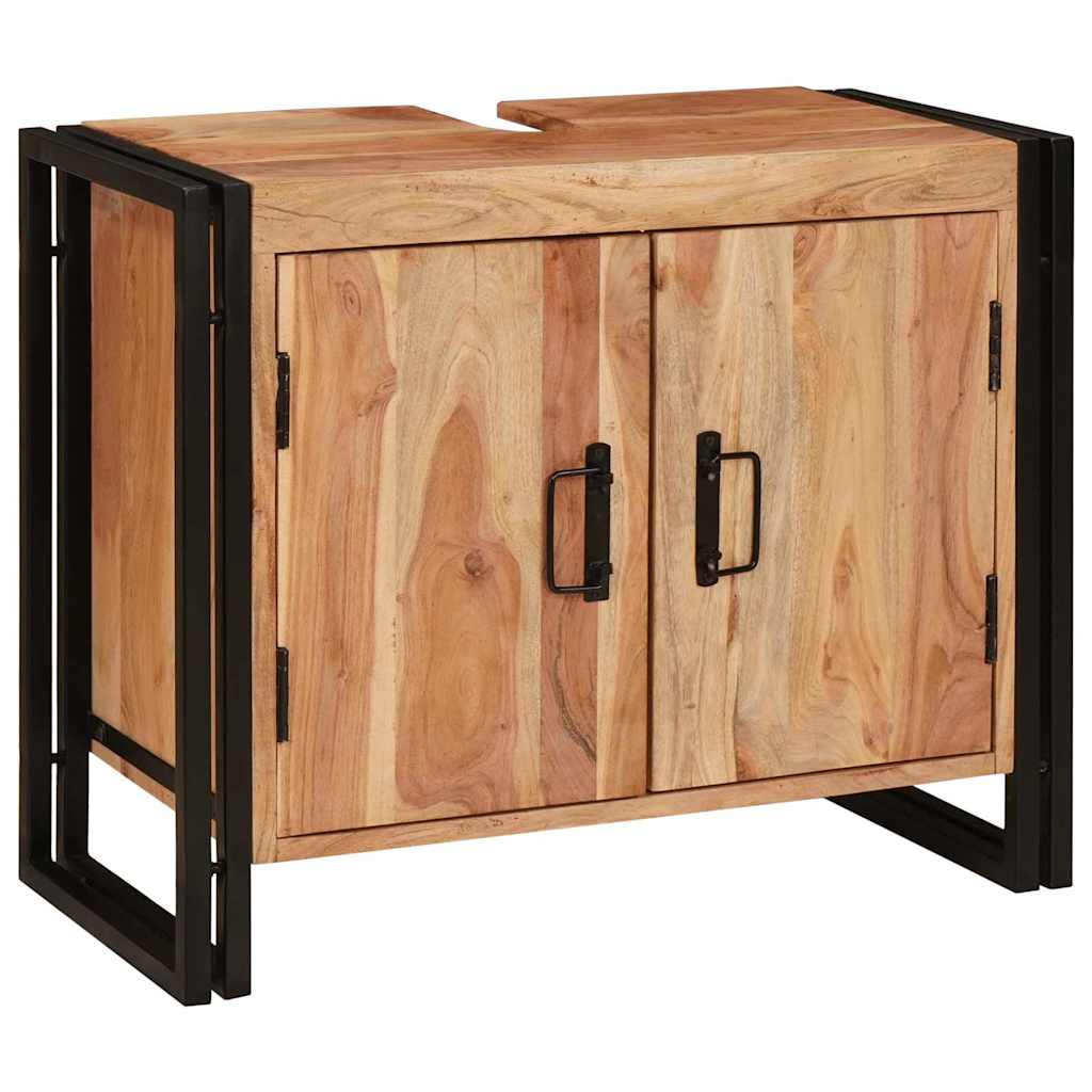 Badrumshandfatskå 71 x 33 x 58 cm Massivt akaciaträ och järn