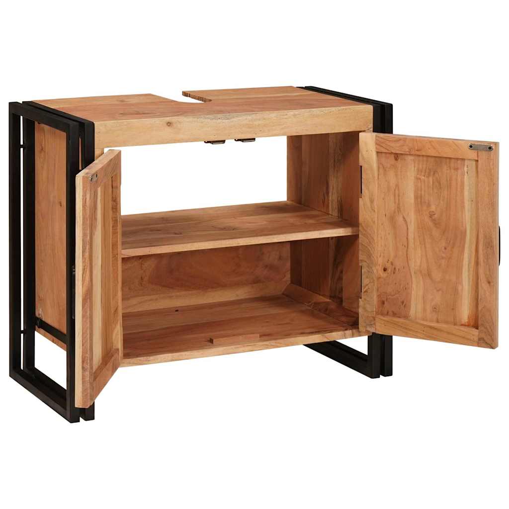 Badrumshandfatskå 71 x 33 x 58 cm Massivt akaciaträ och järn