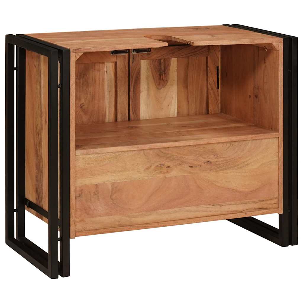 Badrumshandfatskå 71 x 33 x 58 cm Massivt akaciaträ och järn