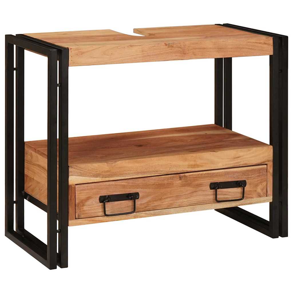 Badrumshandfatskå 71 x 33 x 58 cm Massivt akaciaträ och järn