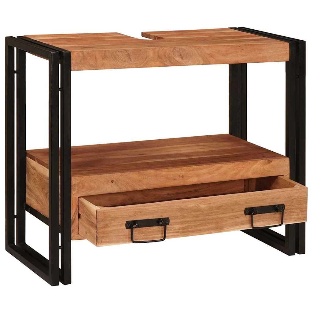 Badrumshandfatskå 71 x 33 x 58 cm Massivt akaciaträ och järn
