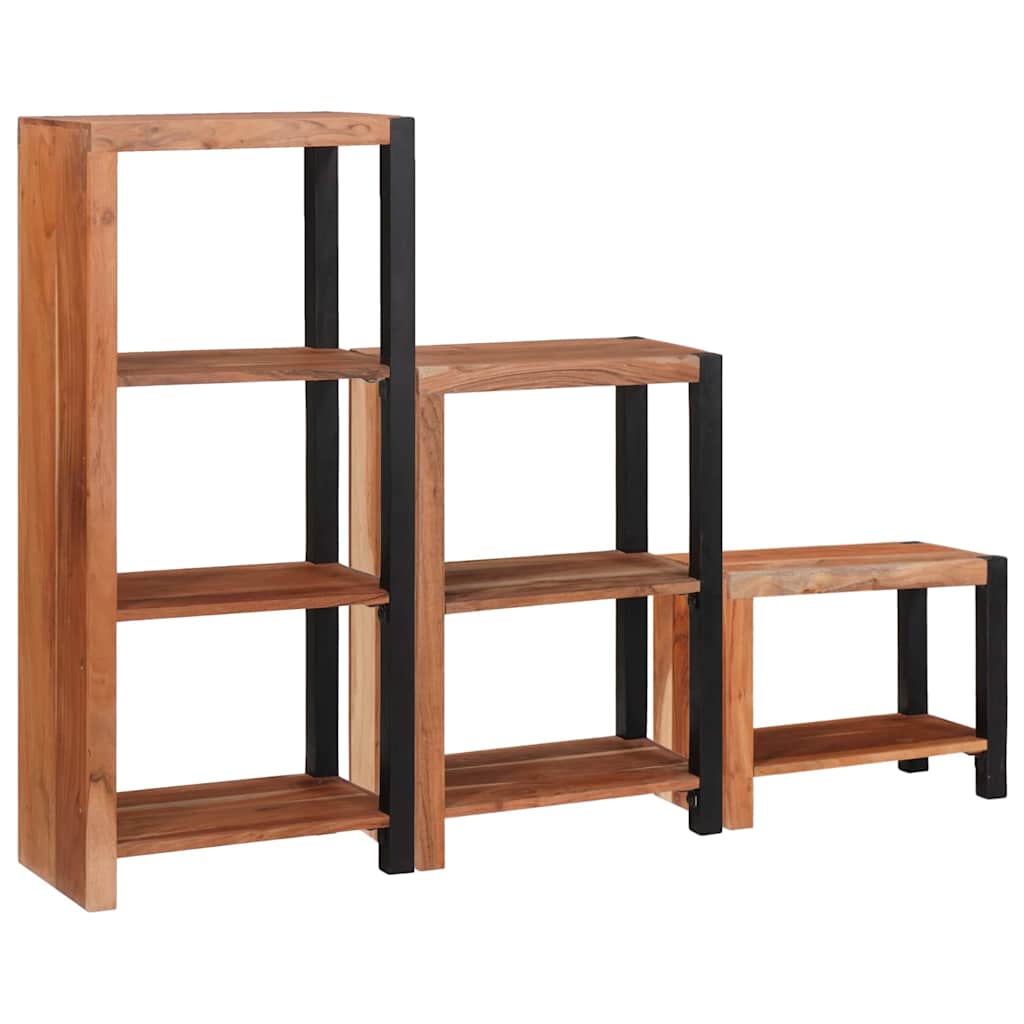 Hyllsystem 3 pcs Brun 50 x 30 x 110 cm Massivt akaciaträ