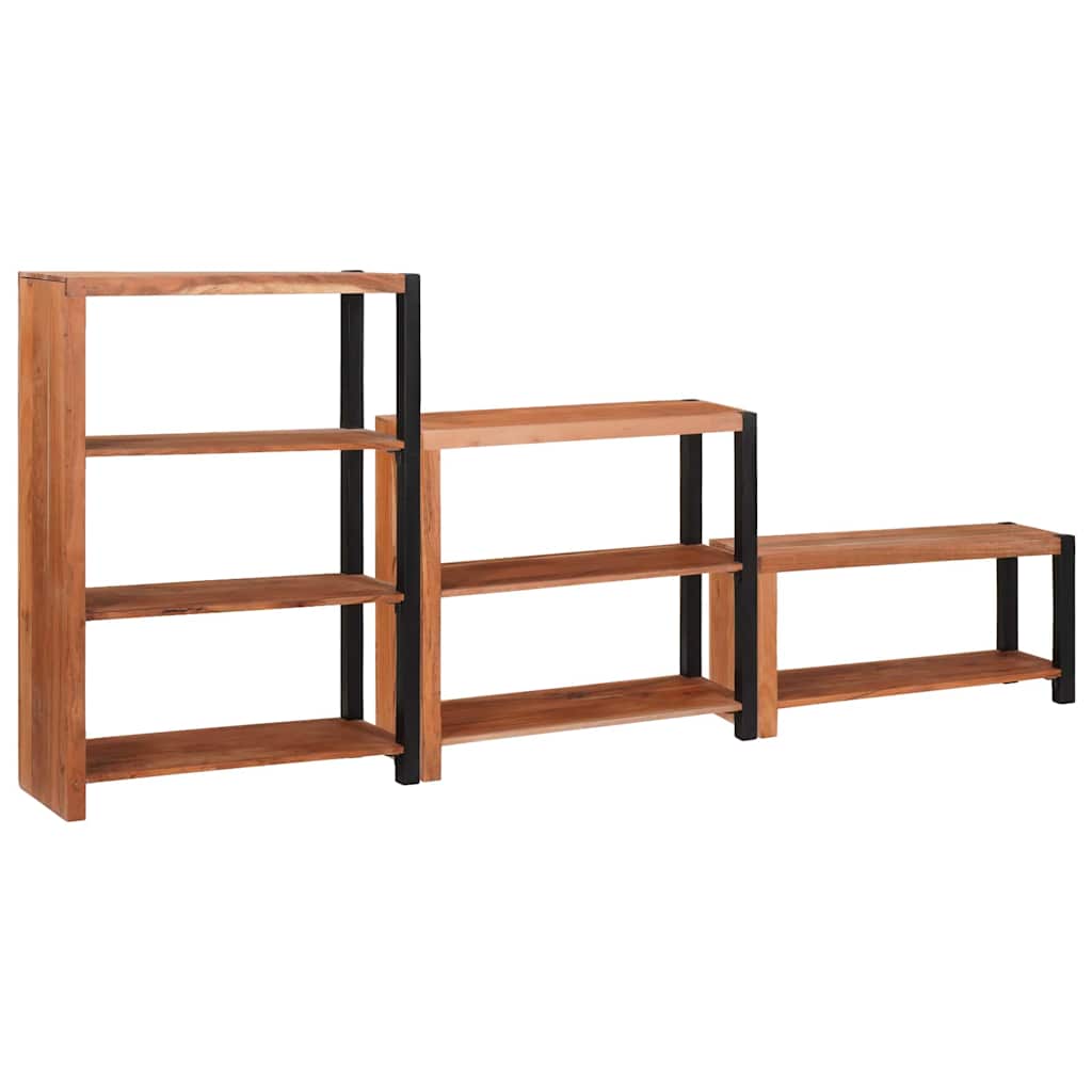 Hyllsystem 3 pcs Brun 80 x 30 x 110 cm Massivt akaciaträ