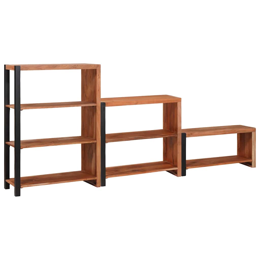 Hyllsystem 3 pcs Brun 80 x 30 x 110 cm Massivt akaciaträ