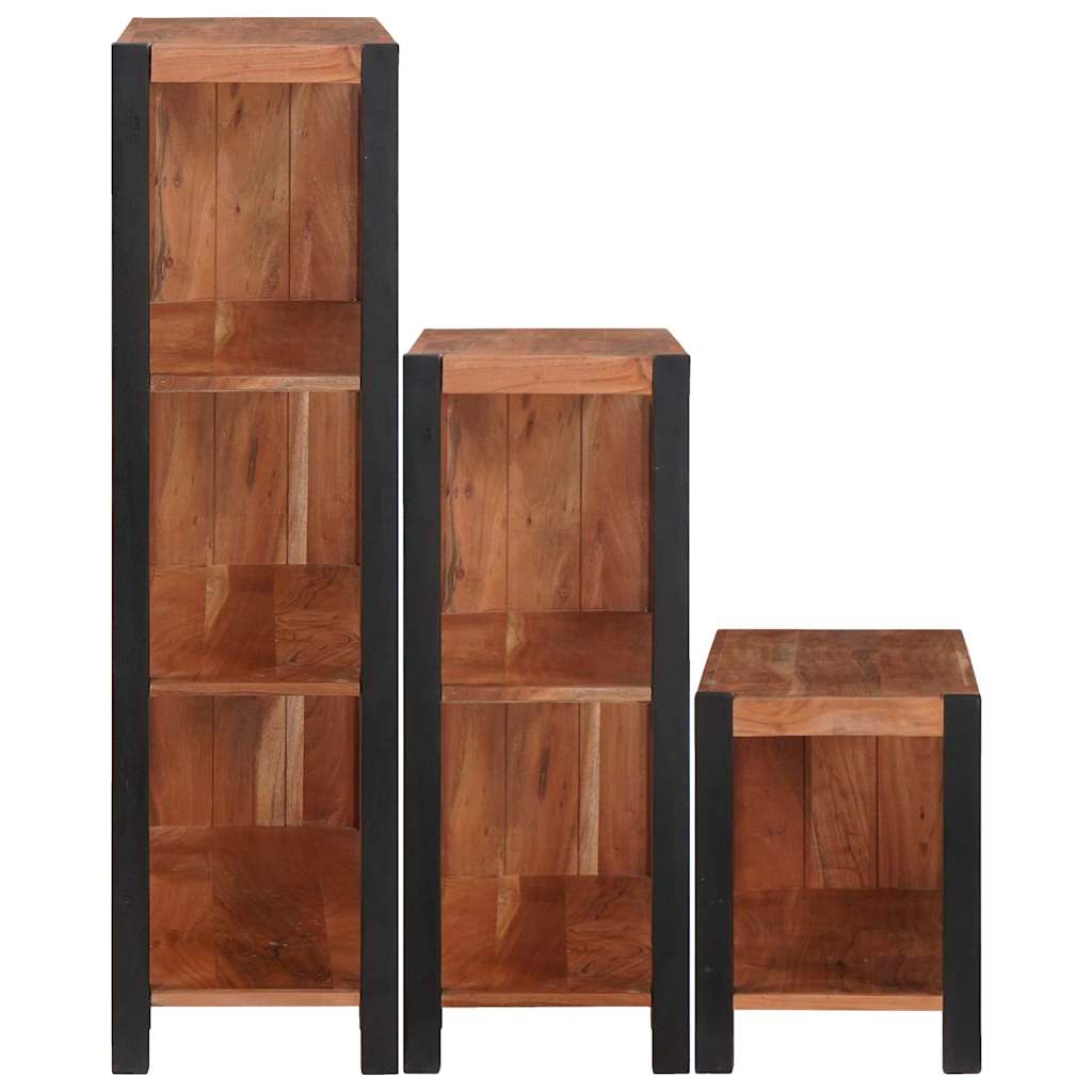 Hyllsystem 3 pcs Brun 80 x 30 x 110 cm Massivt akaciaträ