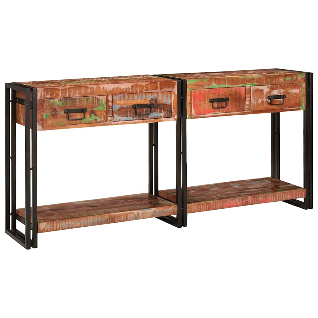 Avlastningsbord Konsollbord Trä med låda med hylla 2 pcs Flerfärgsdesign