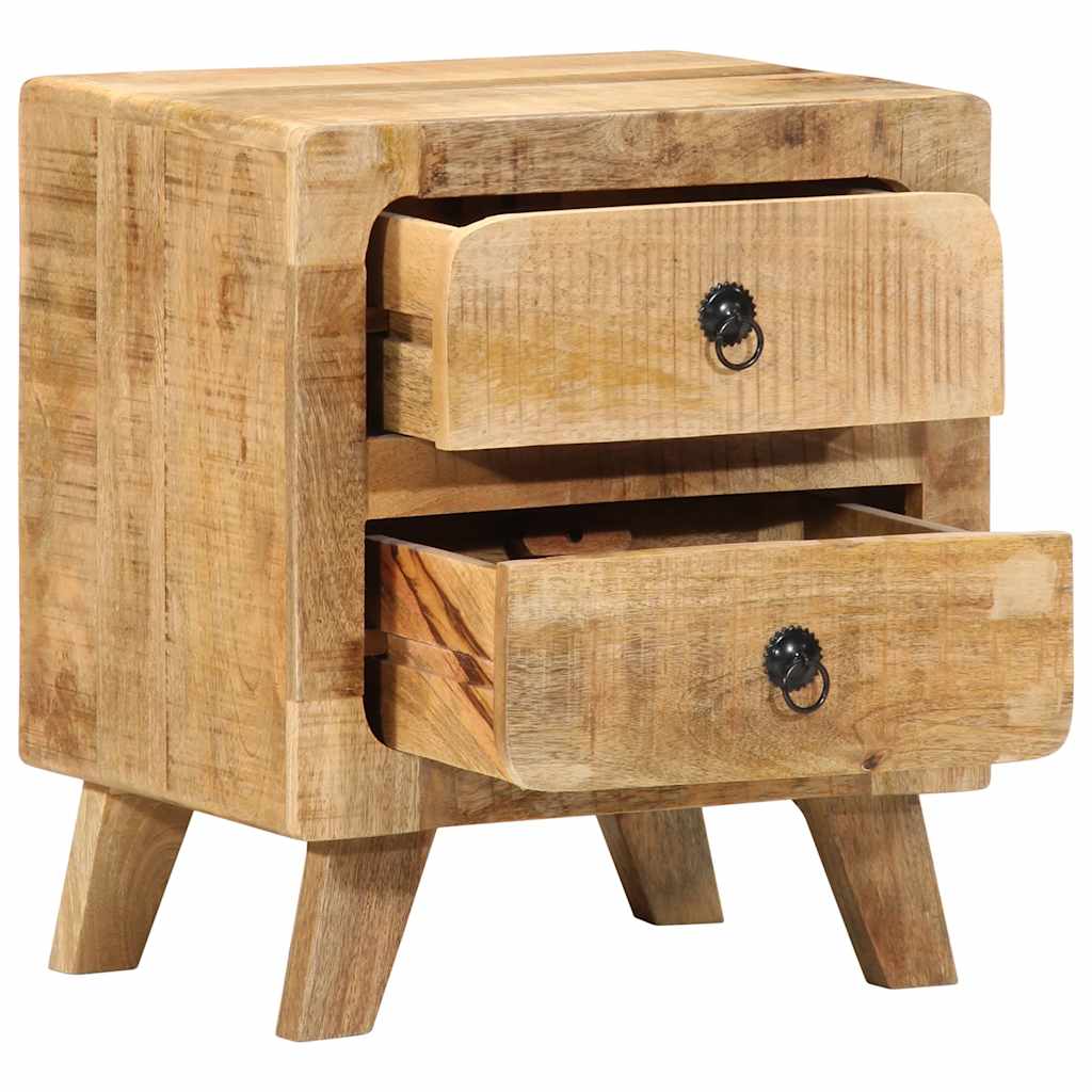 Sängbord 2 st 40x32x46 cm massivt trä grov mango