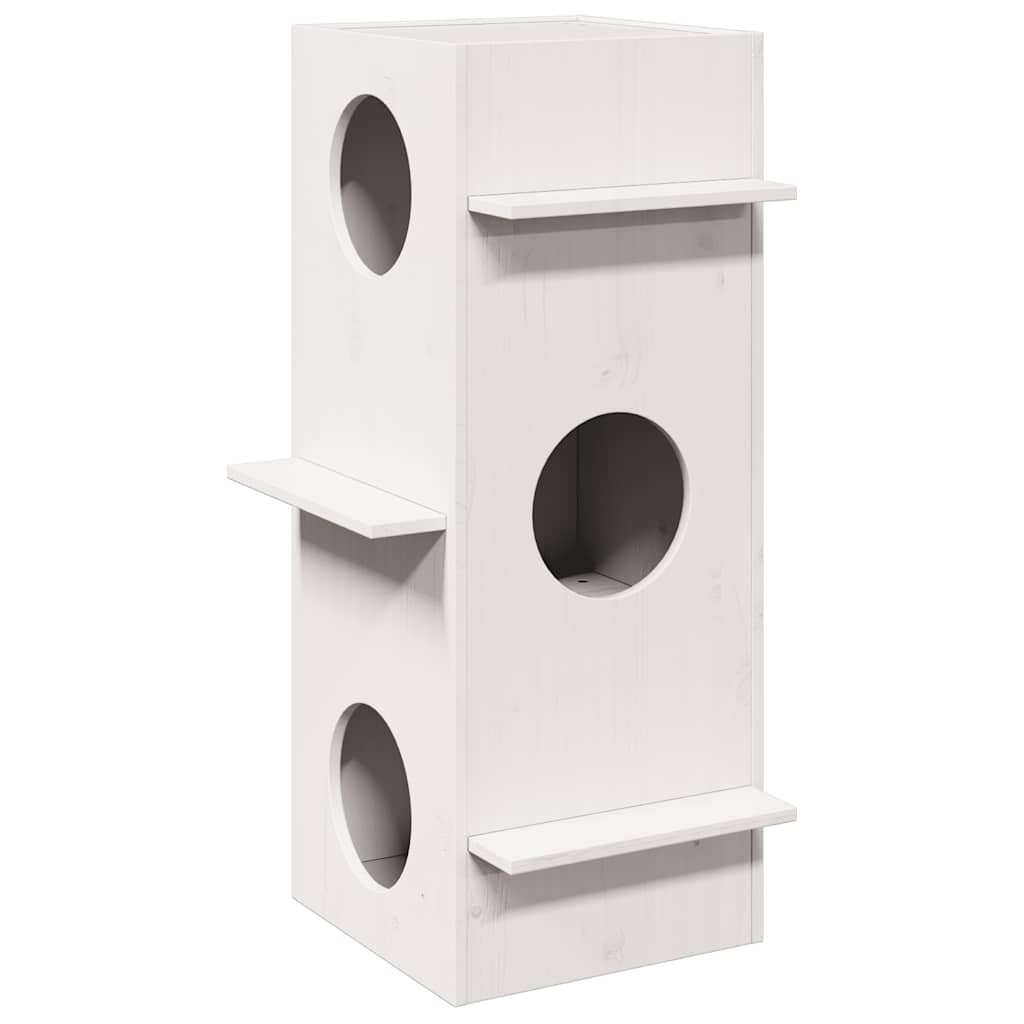 Kattmöbel Katthus Vit 43x43x90 cm massiv furu