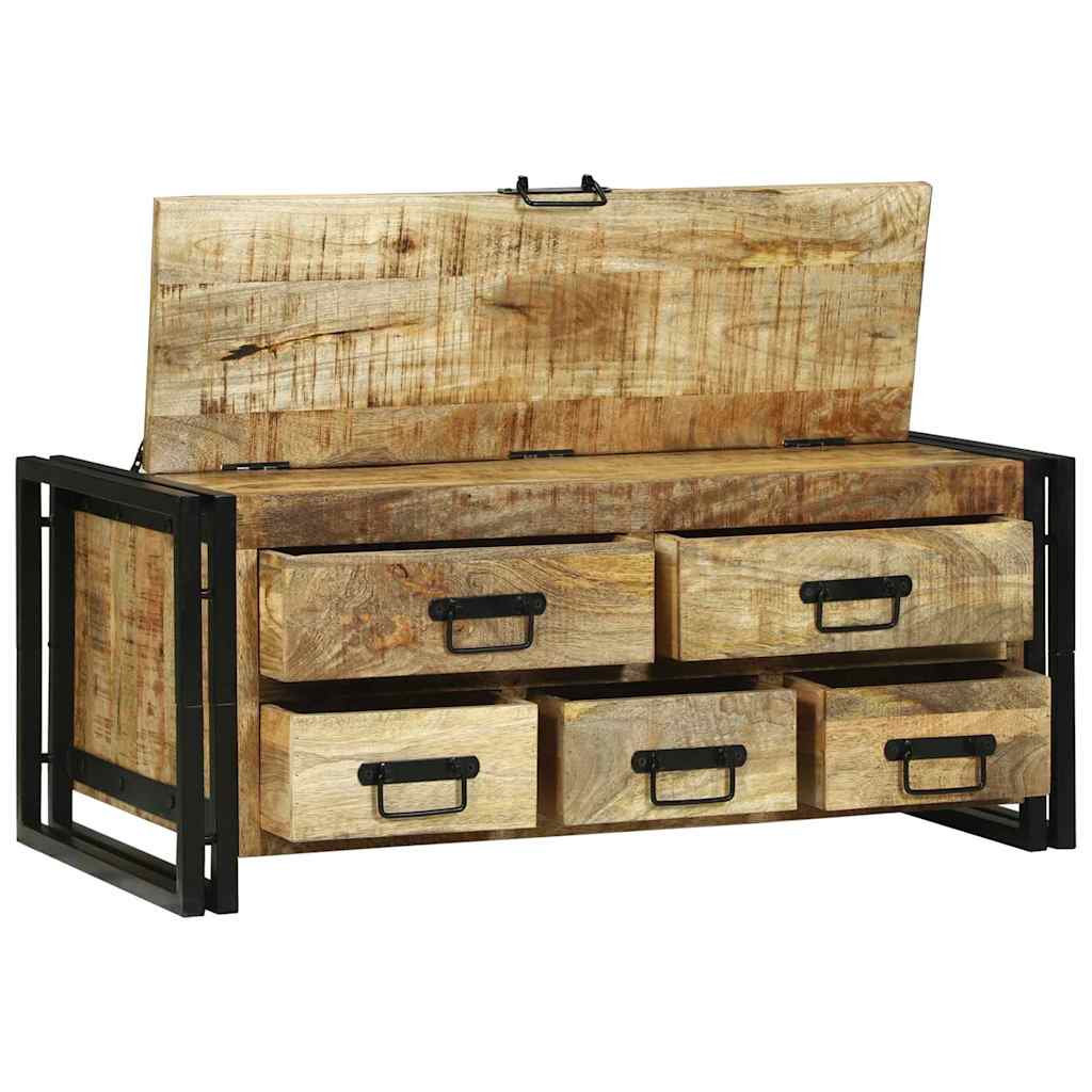 Soffbord Trä med låda Brun 90 x 50 x 38 cm Massivt grovt mangoträ