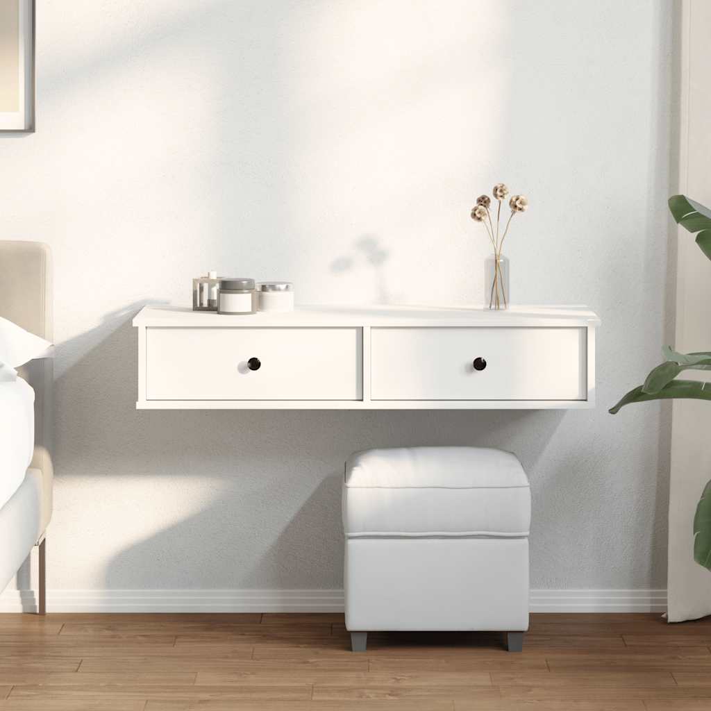 Vägghylla Vit med lådor 100x37,5x19 cm