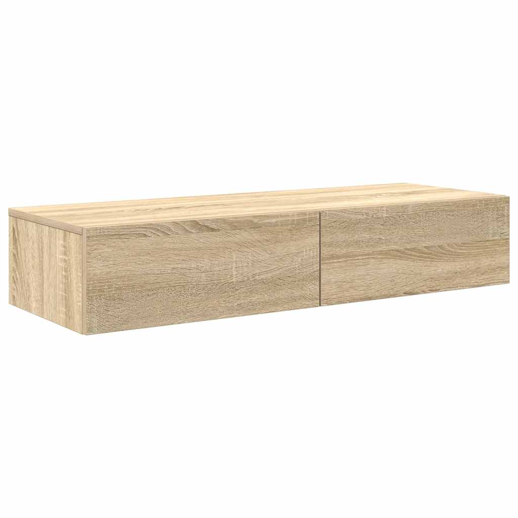 Vägghylla Sonoma Ek med lådor 100x36x19 cm
