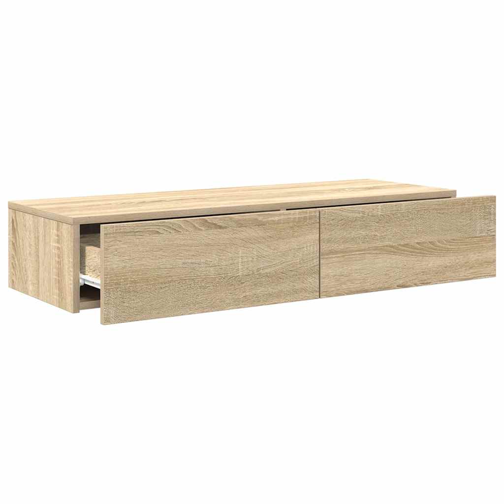 Vägghylla Sonoma Ek med lådor 100x36x19 cm