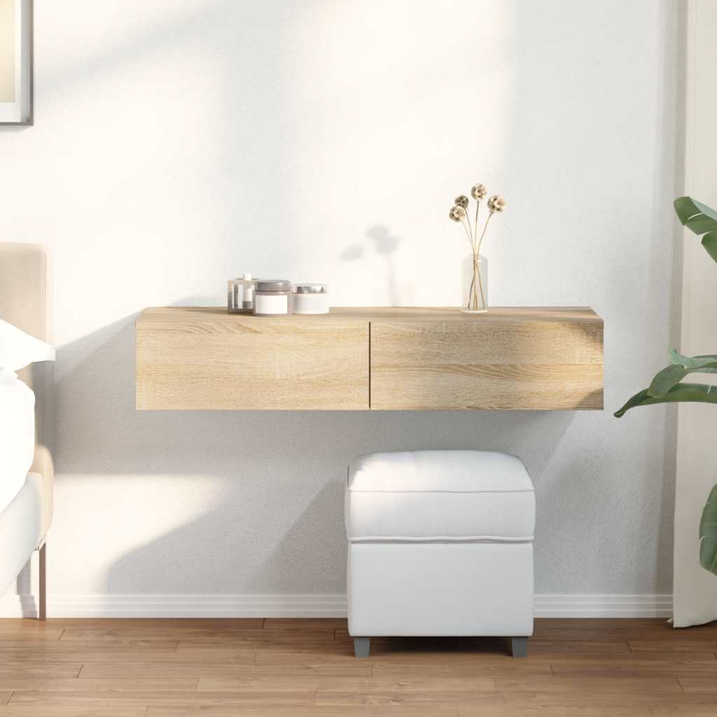Vägghylla Sonoma Ek med lådor 100x36x19 cm