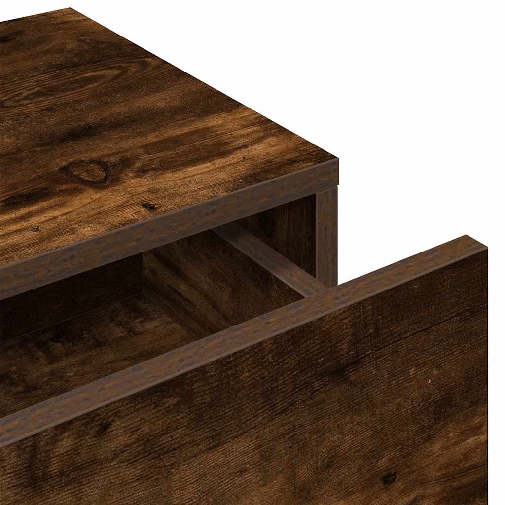 Vägghylla Rökfärgad Ek med lådor 100x36x19 cm