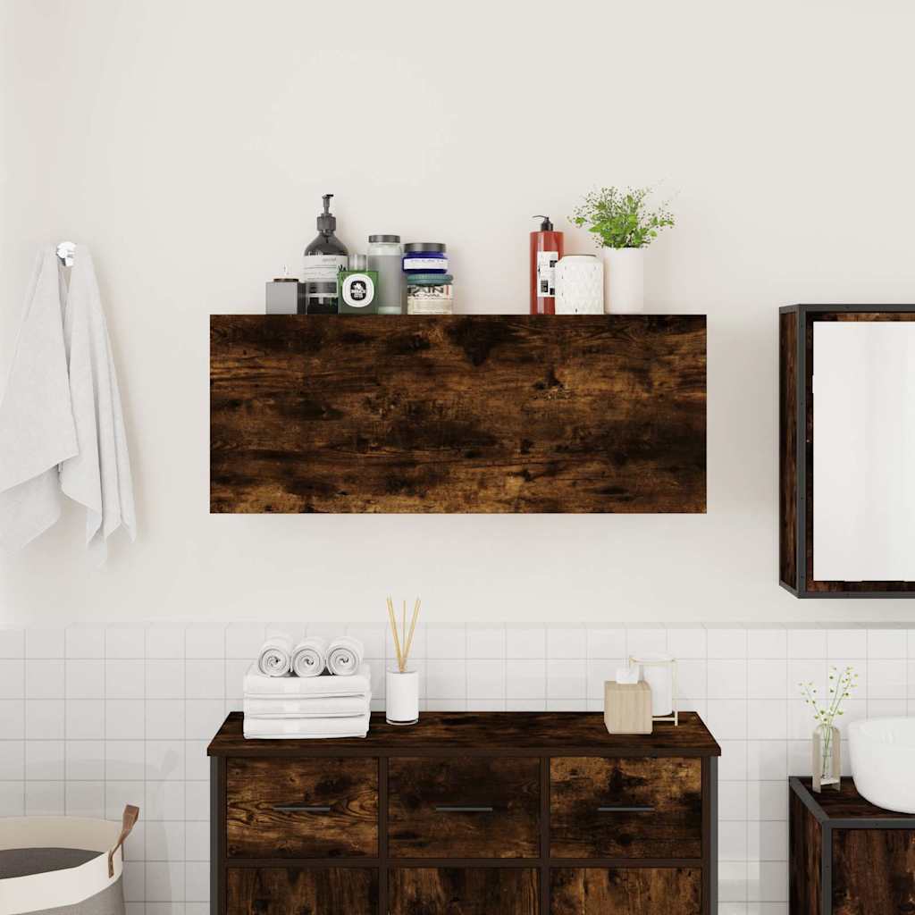 Badrumsskåp Rökfärgad Ek 100x25x40 cm