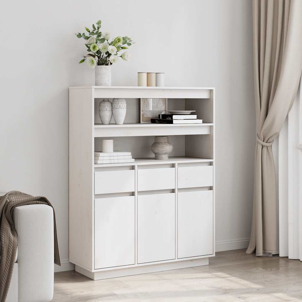 Skåp Vit 89x34x116,5 cm massiv furu