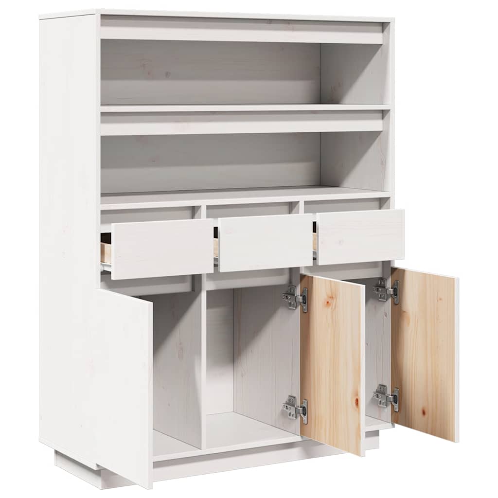 Skåp Vit 89x34x116,5 cm massiv furu