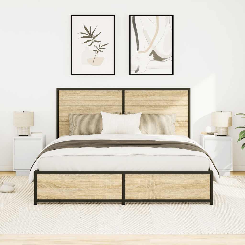 Sängbord med LED-lampor 2 st vit 38x34x50 cm