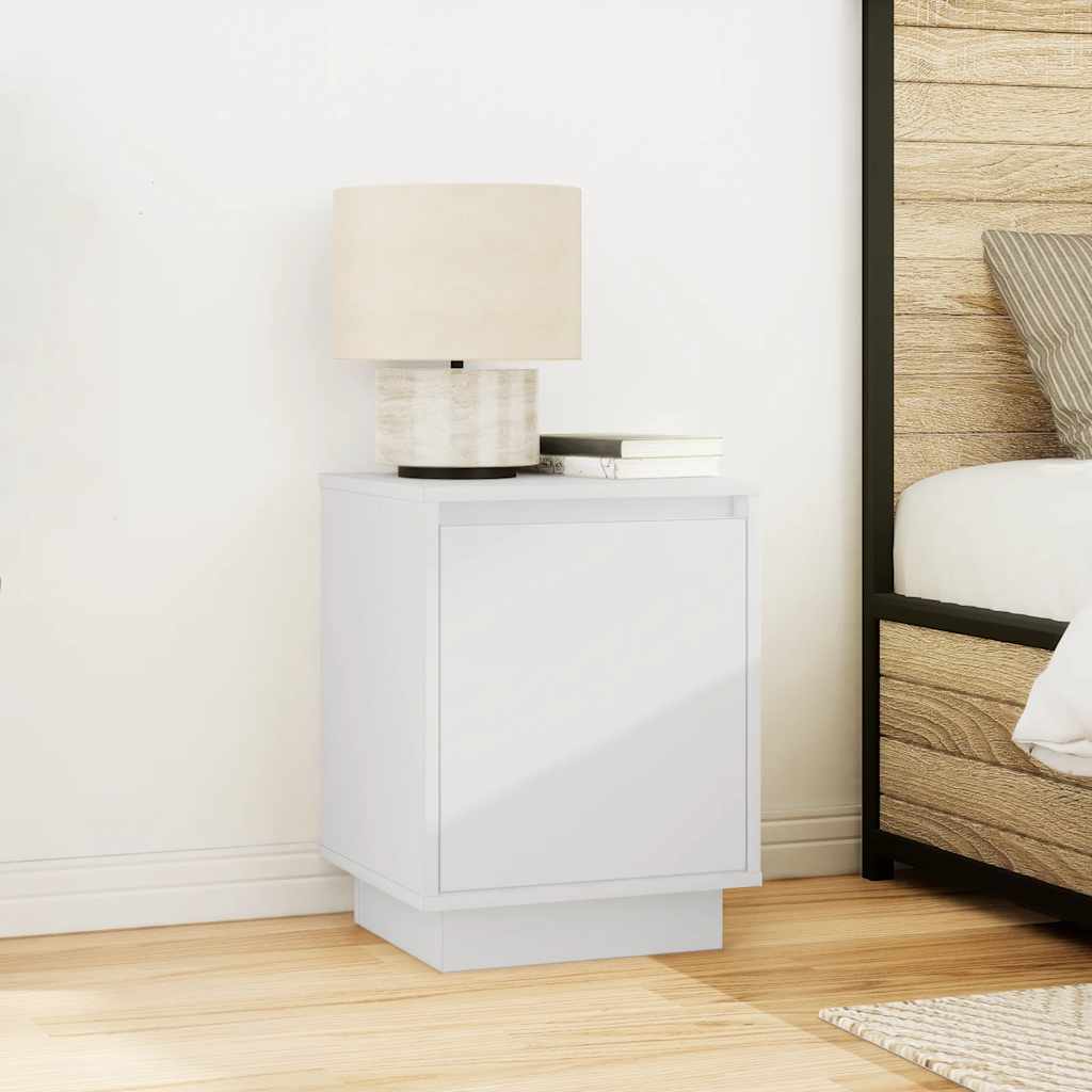 Sängbord med LED-lampor 2 st vit 38x34x50 cm