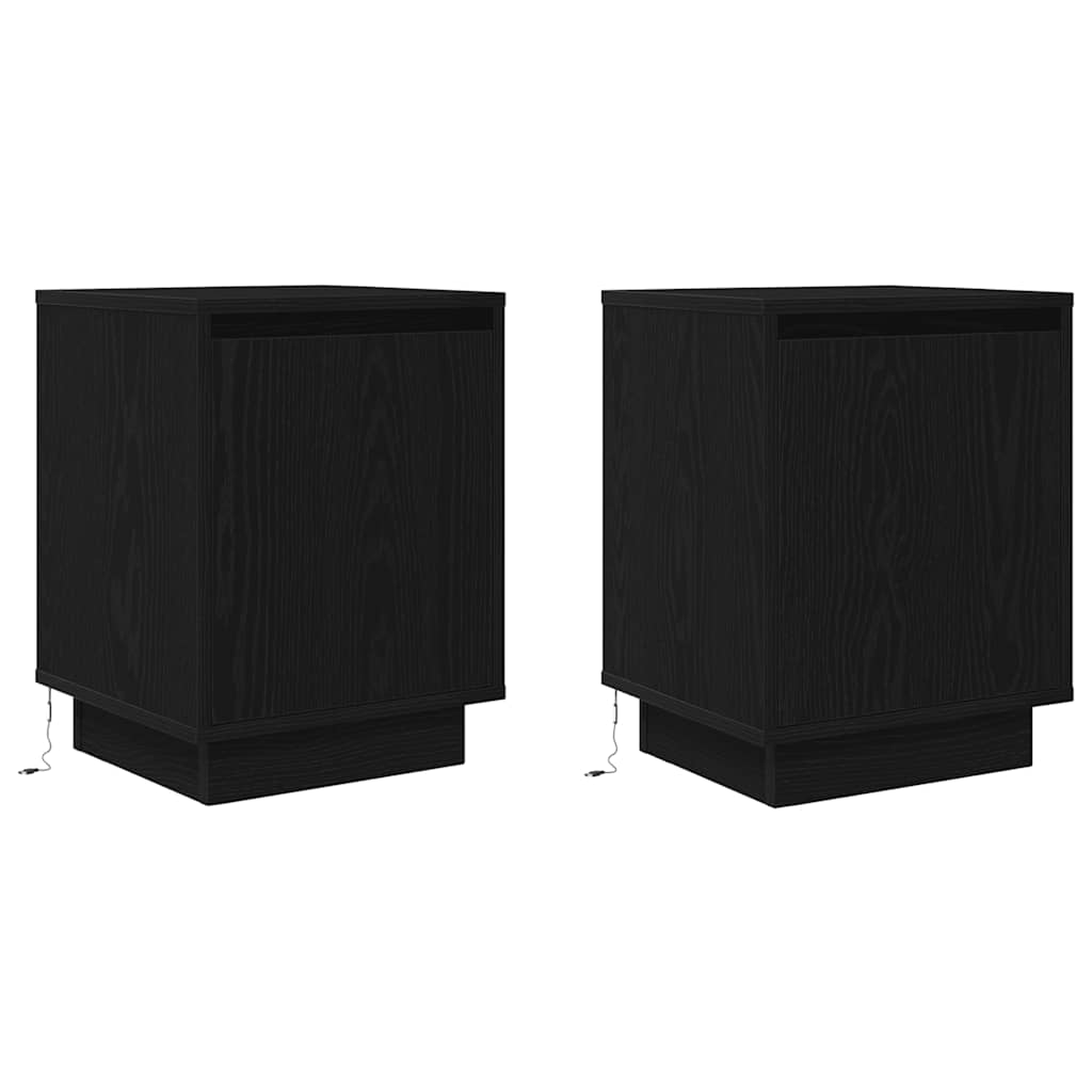 Sängbord med LED-lampor 2 st svart 38x34x50 cm