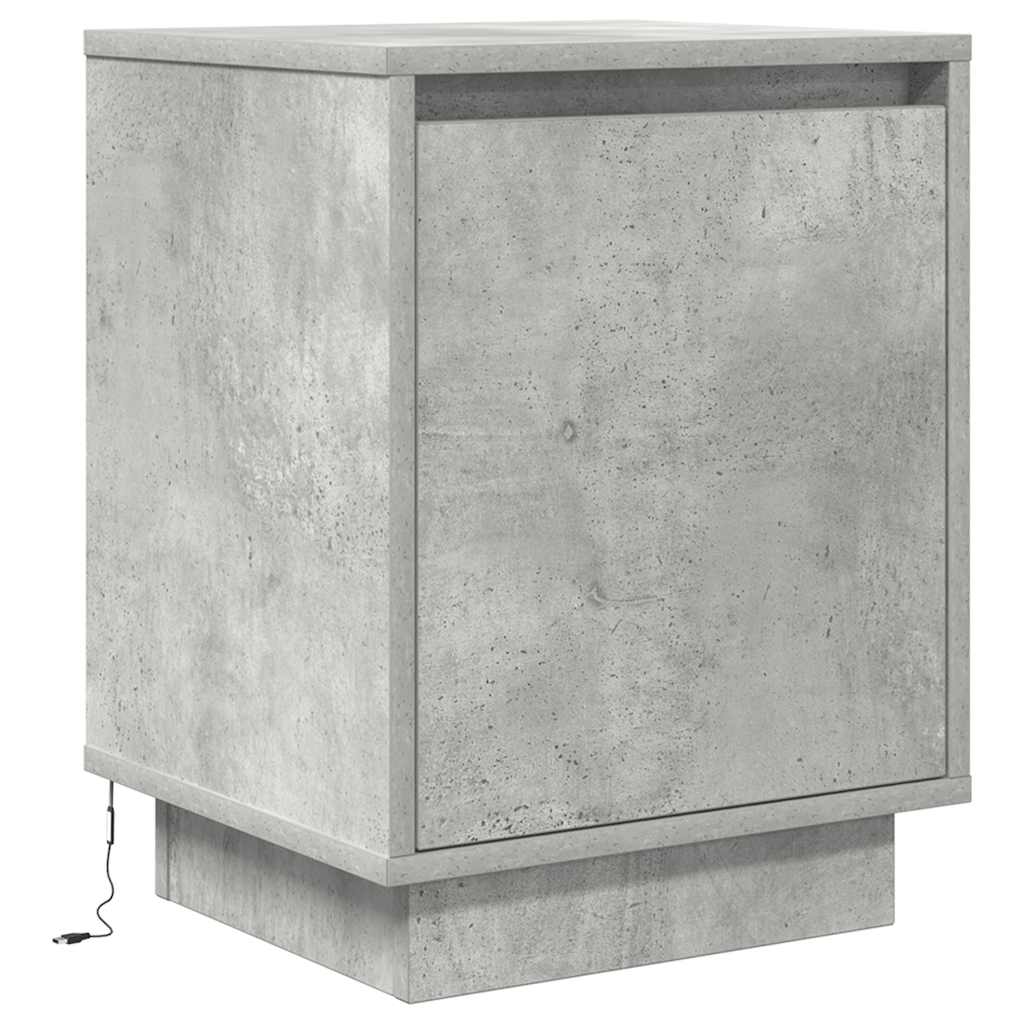 Sängbord med LED-lampor 2 st betonggrå 38x34x50 cm