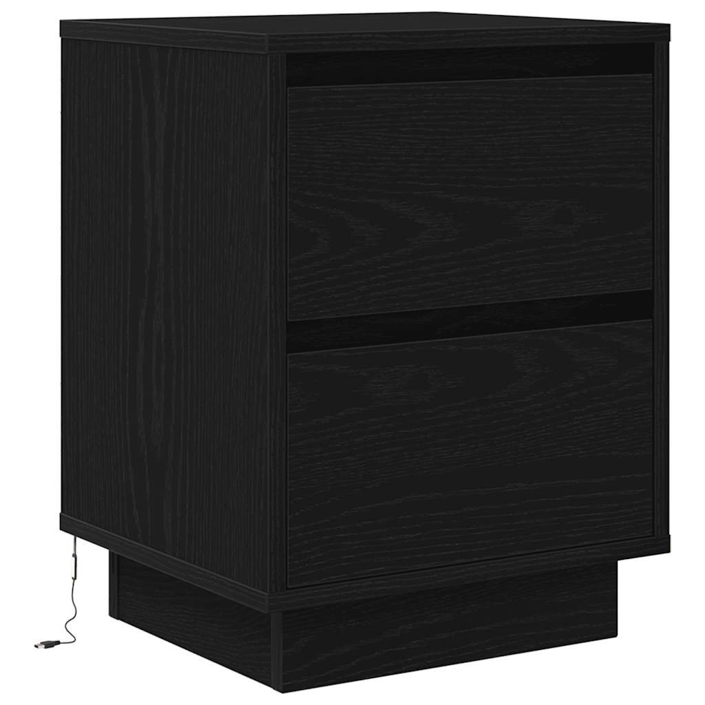 Sängbord med LED-lampor 2 st svart 38x34x50 cm