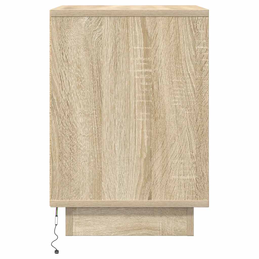 Sängbord med LED-lampor 2 st, Sonoma Ek 38x34x50 cm