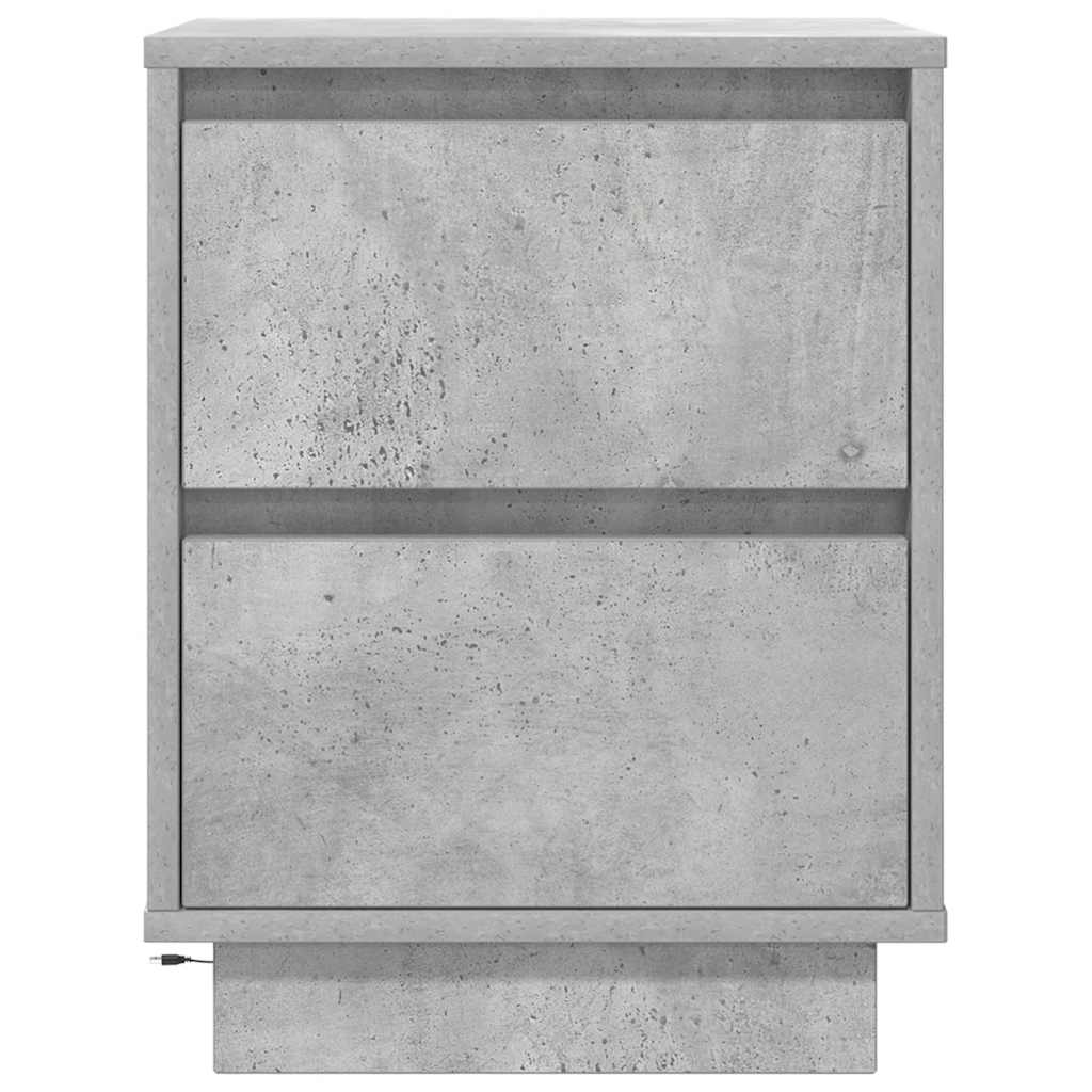 Sängbord med LED-lampor 2 st betonggrå 38x34x50 cm