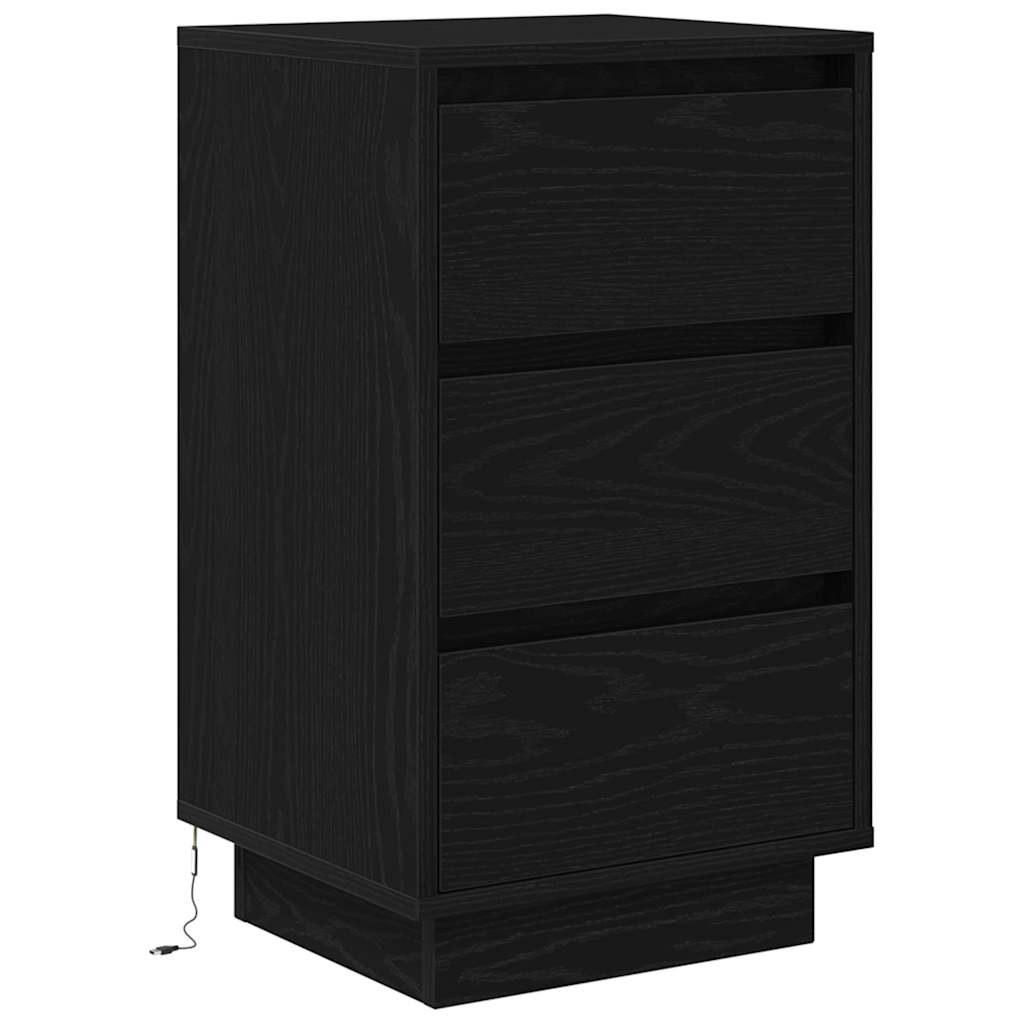Sängbord Nattduksbord Svart med LED-lampor 38x34x65 cm