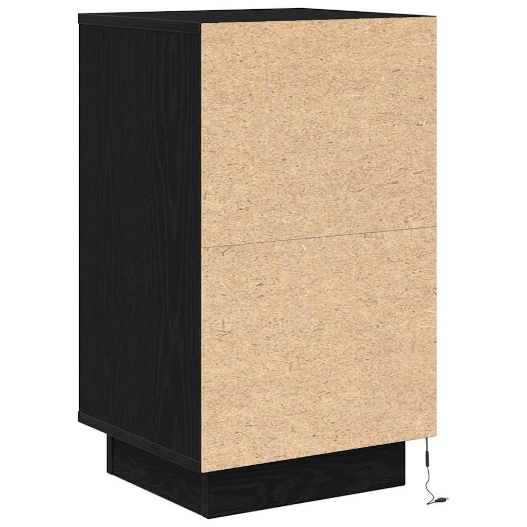 Sängbord Nattduksbord Svart med LED-lampor 38x34x65 cm