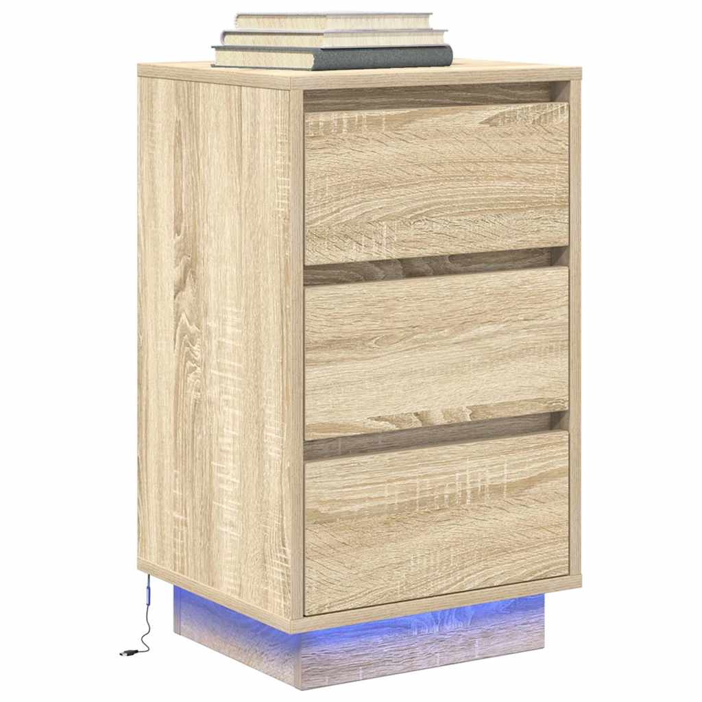 Sängbord Nattduksbord Sonoma Ek med LED 38x34x65 cm