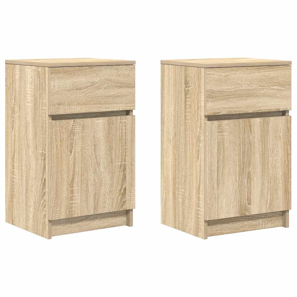 Sängbord 2 st, Sonoma ek 39x35x65 cm konstruerat trä