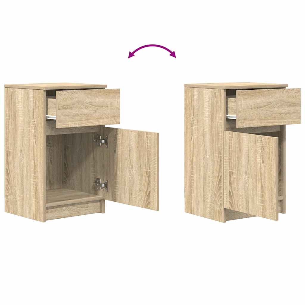 Sängbord 2 st, Sonoma ek 39x35x65 cm konstruerat trä