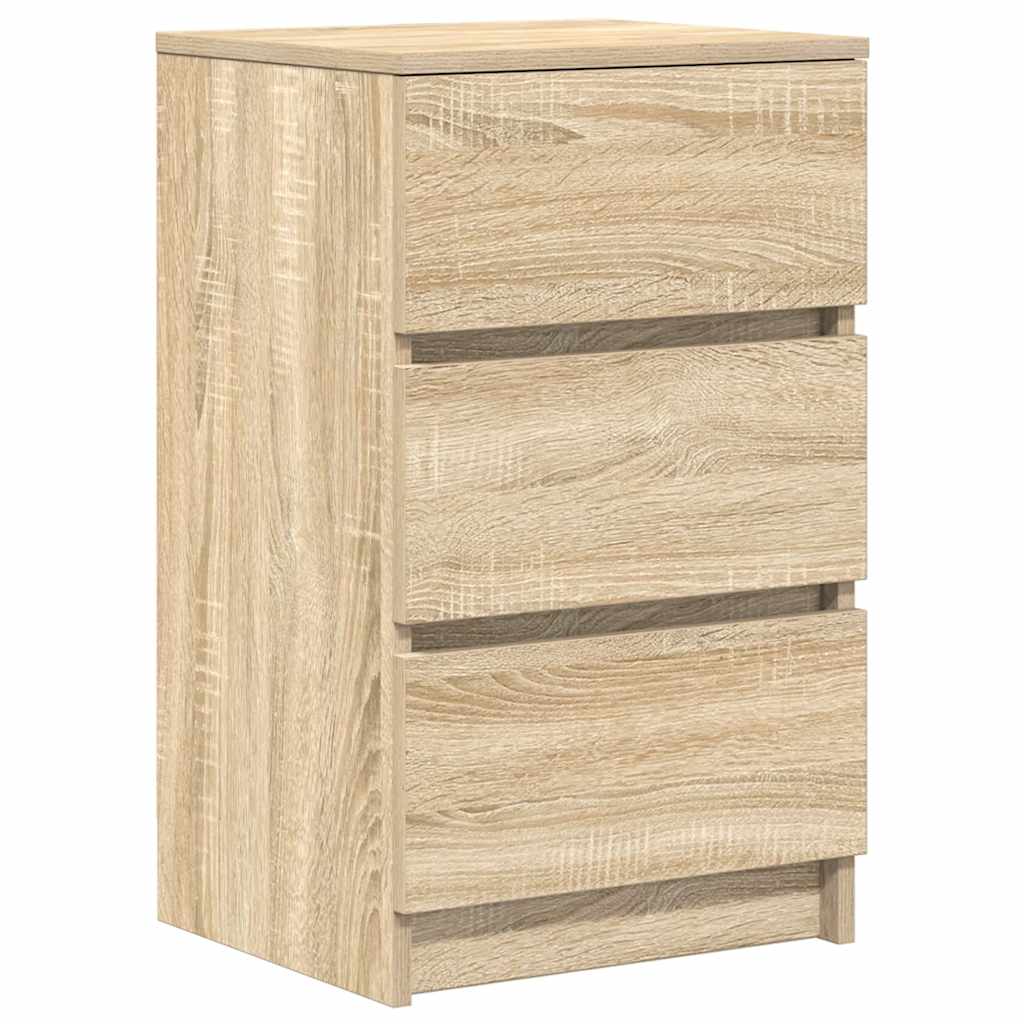 Sängbord med 3 lådor 2 st, Sonoma Ek 39x35x65 cm