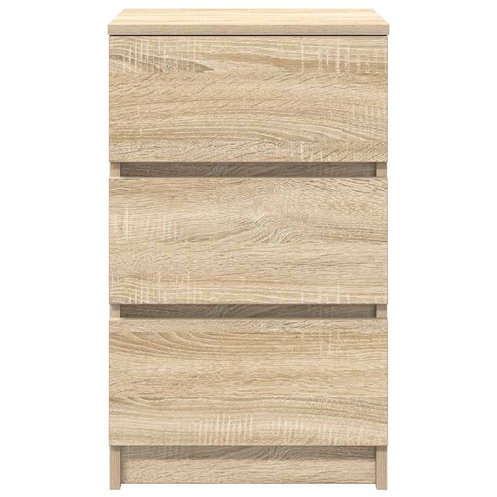 Sängbord med 3 lådor 2 st, Sonoma Ek 39x35x65 cm