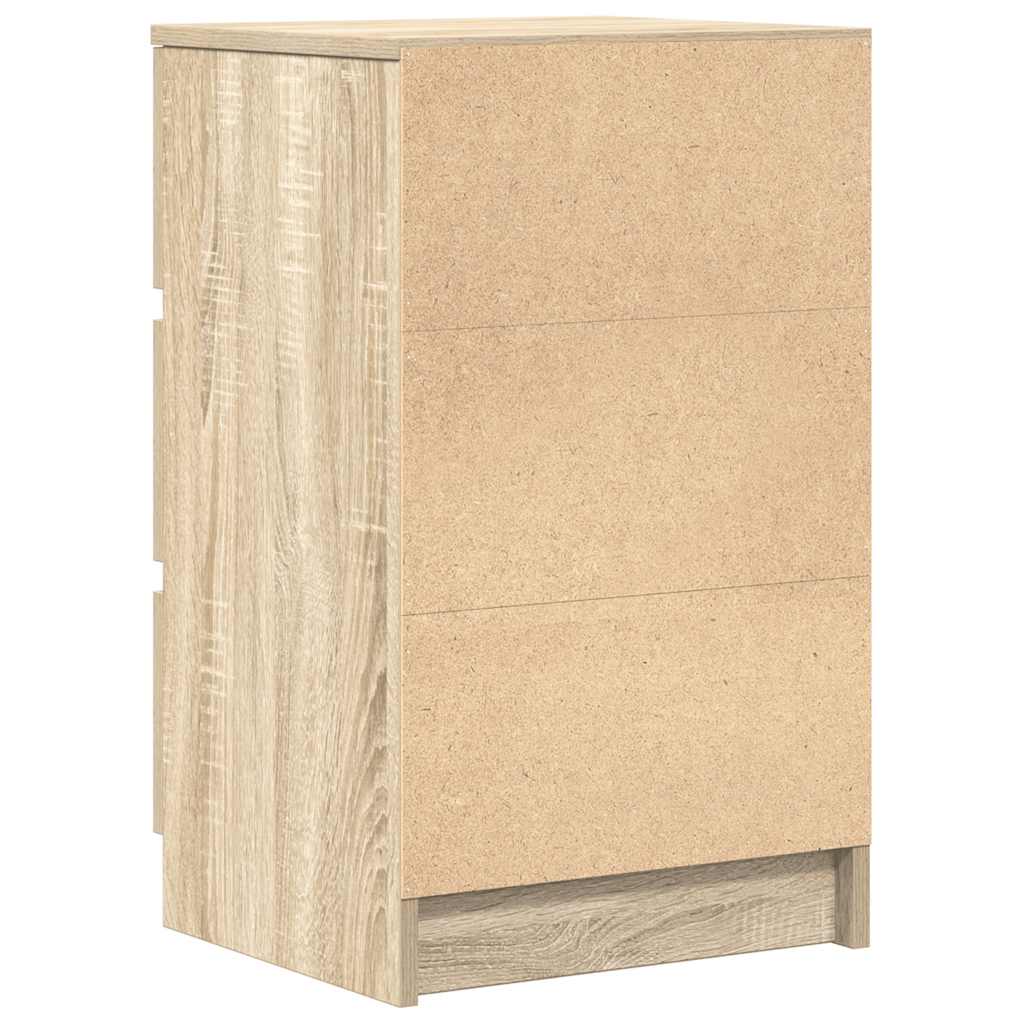 Sängbord med 3 lådor 2 st, Sonoma Ek 39x35x65 cm
