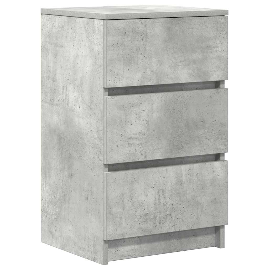 Sängbord med 3 lådor 2 st betonggrå 39x35x65 cm