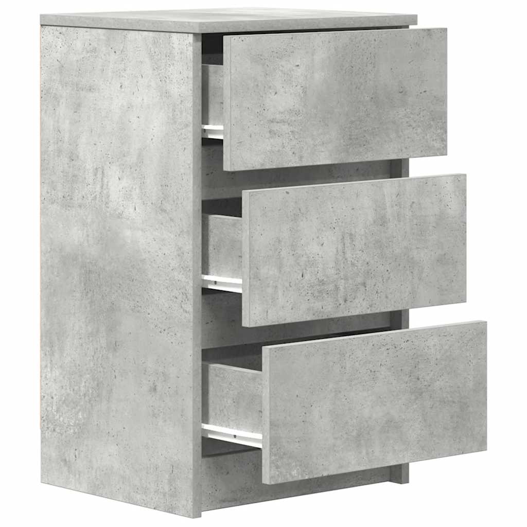 Sängbord med 3 lådor 2 st betonggrå 39x35x65 cm