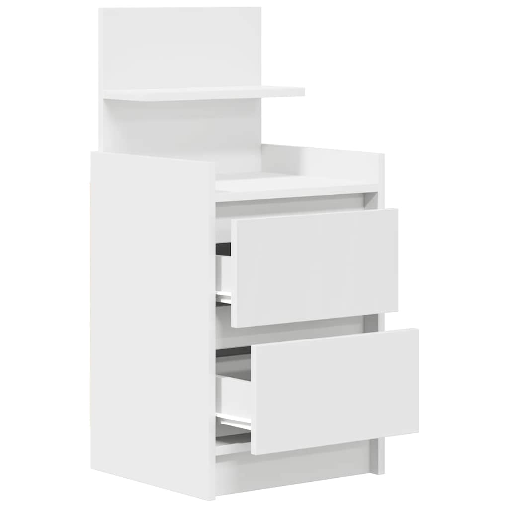 Sängbord Nattduksbord Vit Sängskåp med 2 lådor 2 st 38x34x80 cm