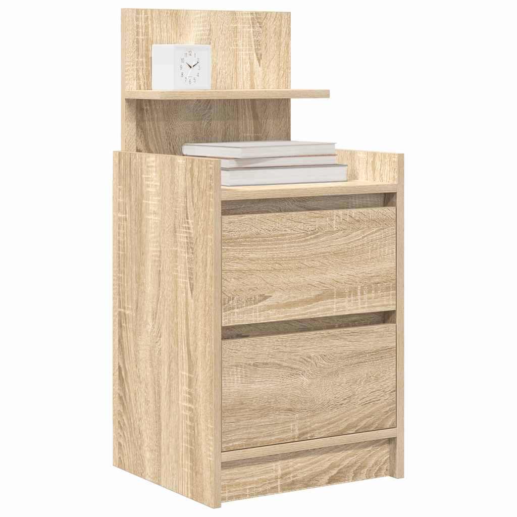 Sängbord med 2 lådor 2 st Sonoma ek 38x34x80 cm