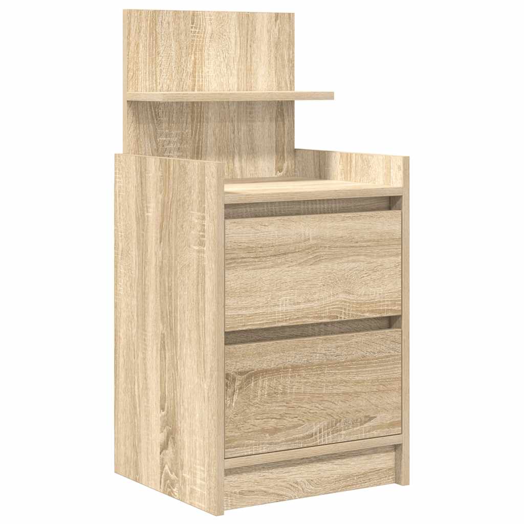 Sängbord med 2 lådor 2 st Sonoma ek 38x34x80 cm