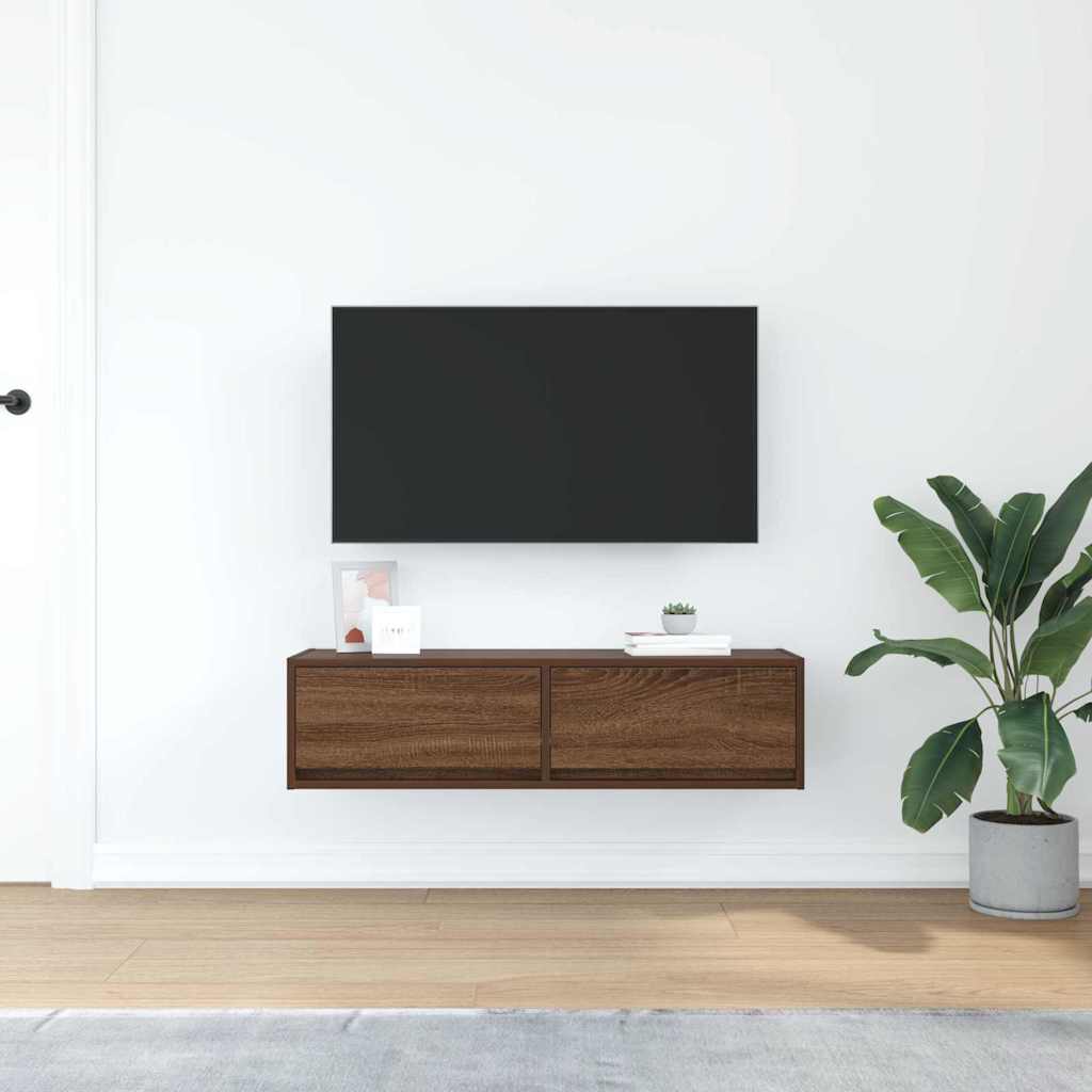 TV-skåp med låda Brun Ek 100 x 31 x 25,5 cm