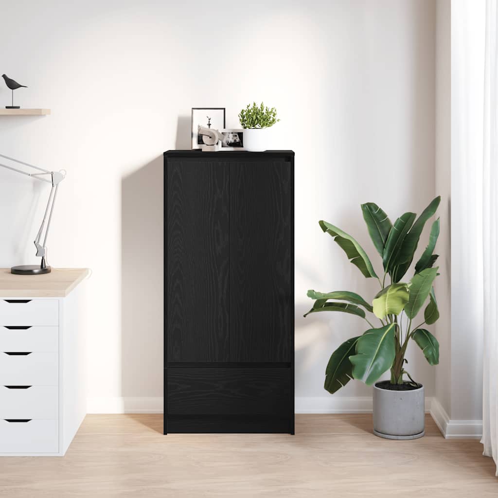 Skåp Svart Ek med låda Svart Ek 55,5x34x119,5 cm