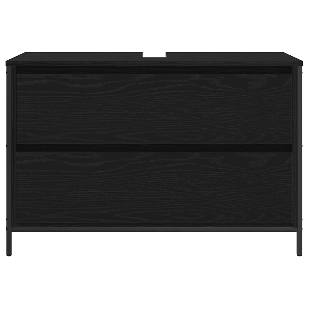 Badrumsunderskåp med lådor Svart Ek 90x34,5x60 cm
